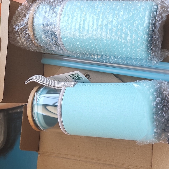 Tronco Glass Tumblers with Straw/Insulator Sleeve/Bamboo Lid 2Pk - Picture 6 of 6